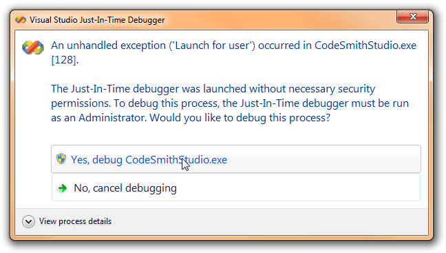 Visual Studio Just-In-Time Debugger