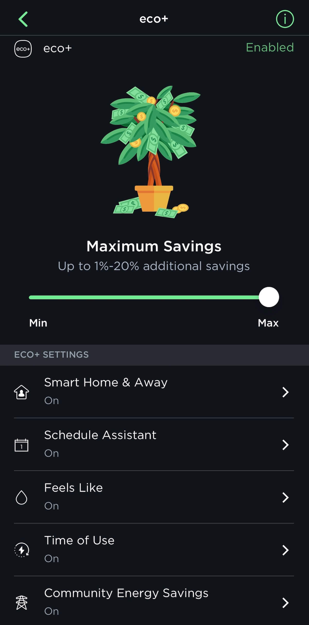 ecobee eco plus time of use