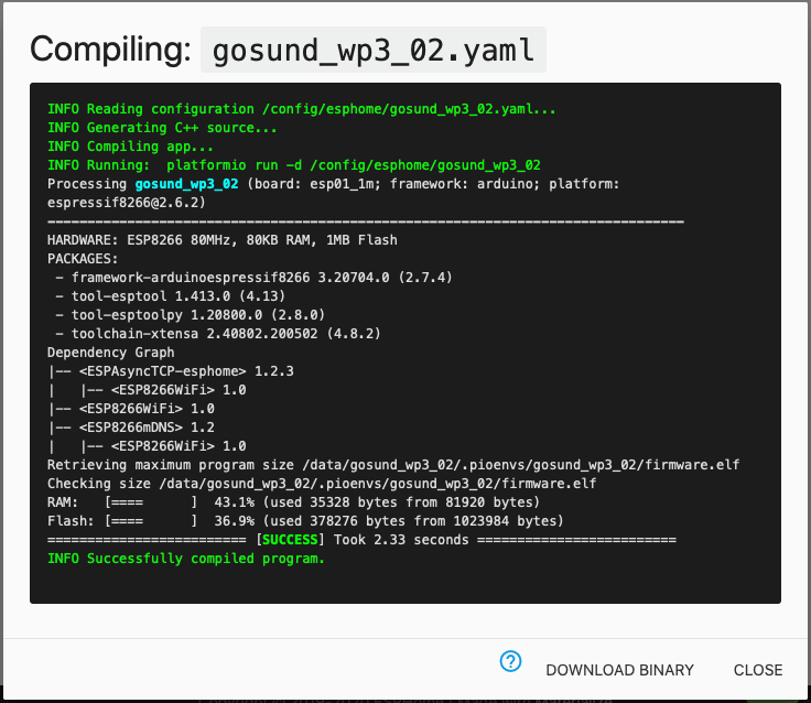 ESPHome Compile Firmware