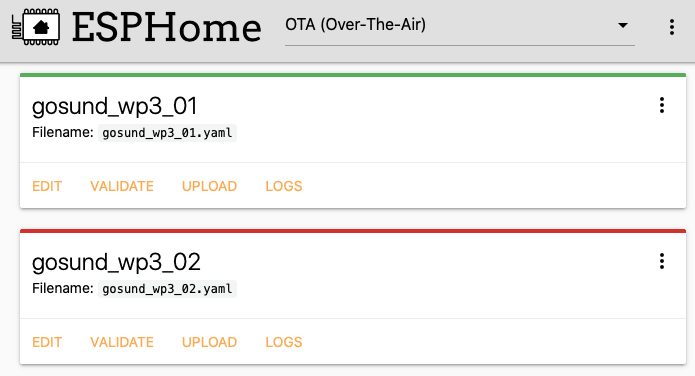 ESPHome Dashboard Status