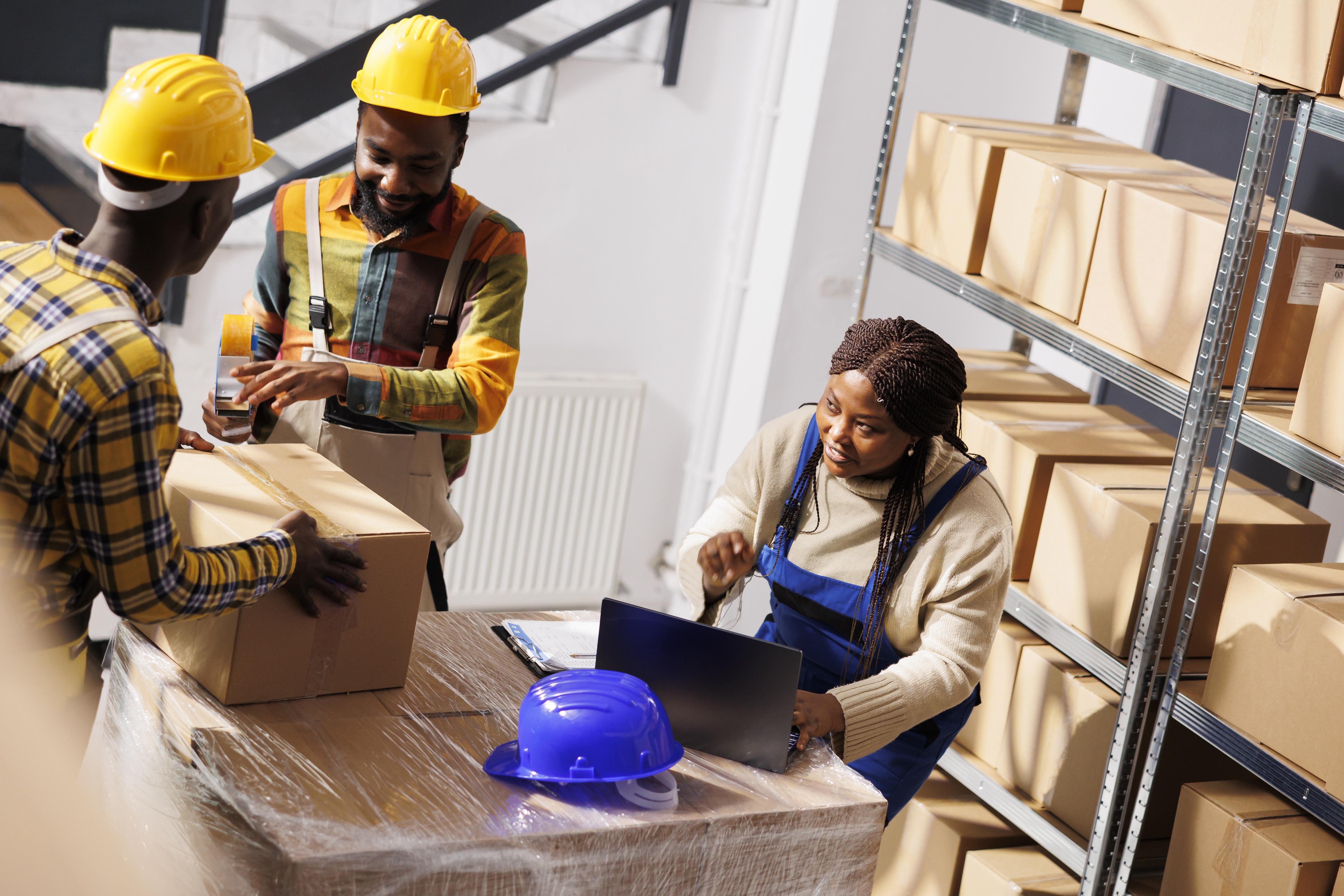 Worker with boxes