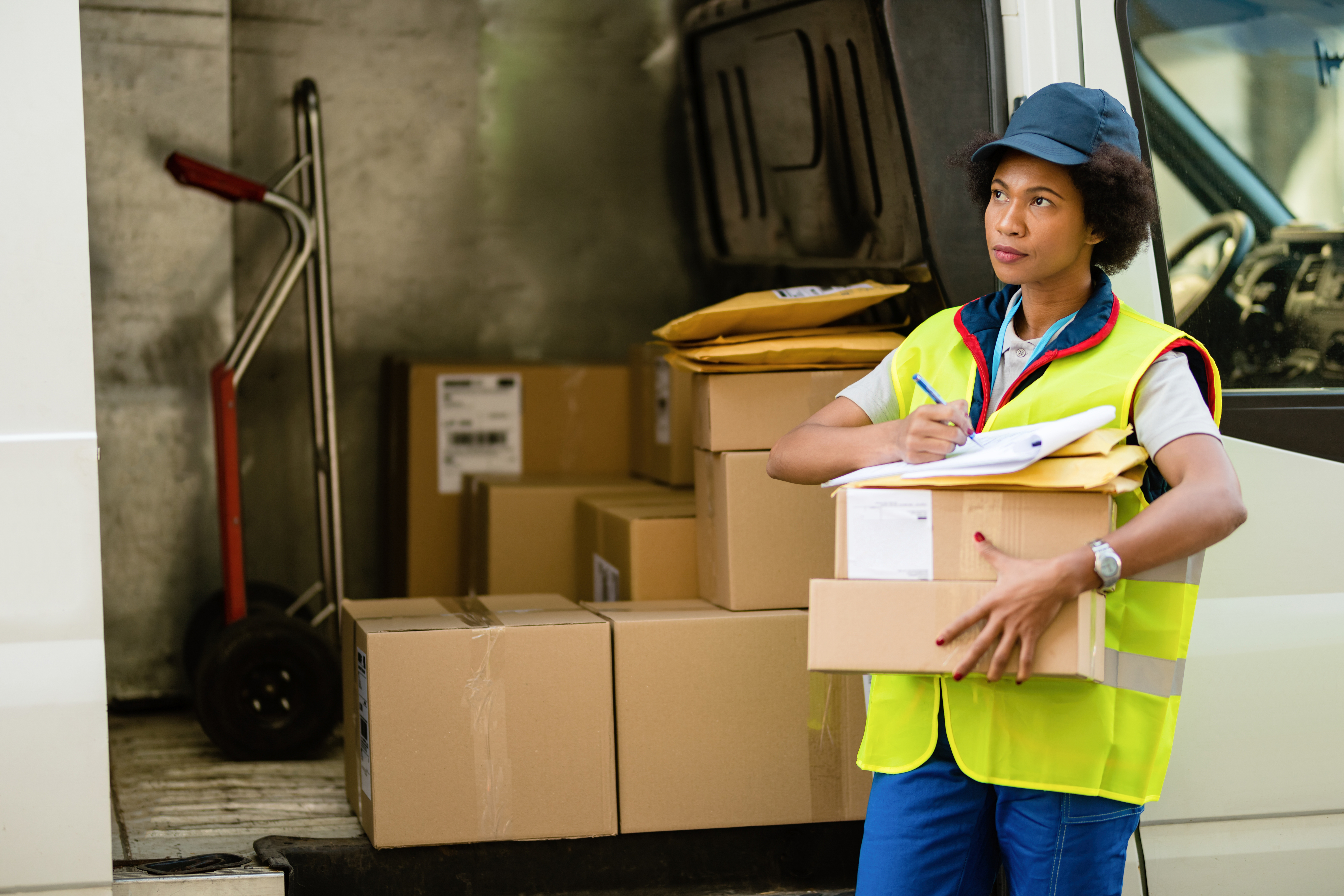 Worker with boxes
