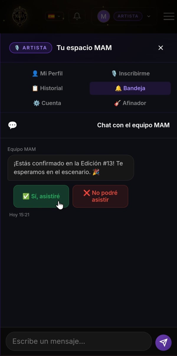 Confirmar desde Bandeja MAM
