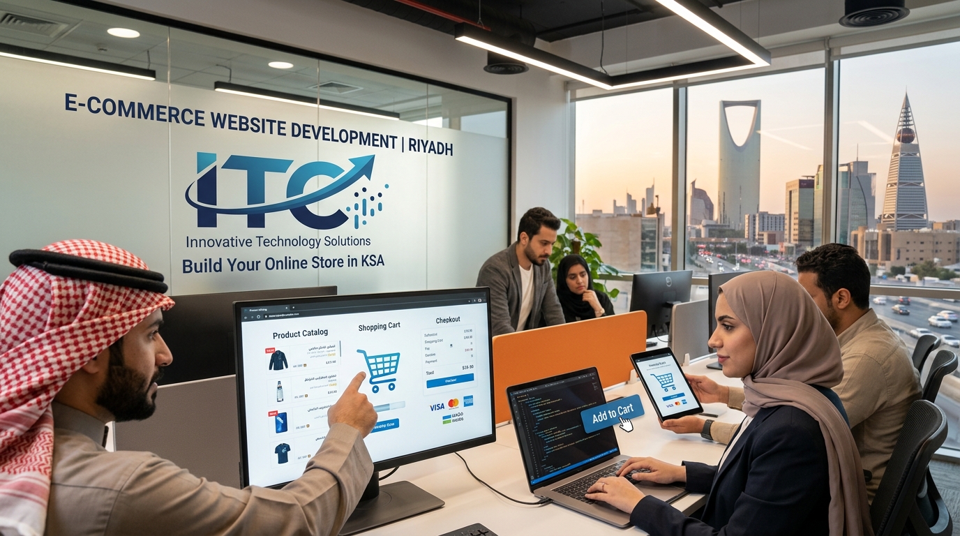 Professional e-commerce website development in Riyadh with payment, shipping, and WhatsApp integration. Build an online store that converts — powered by ITC