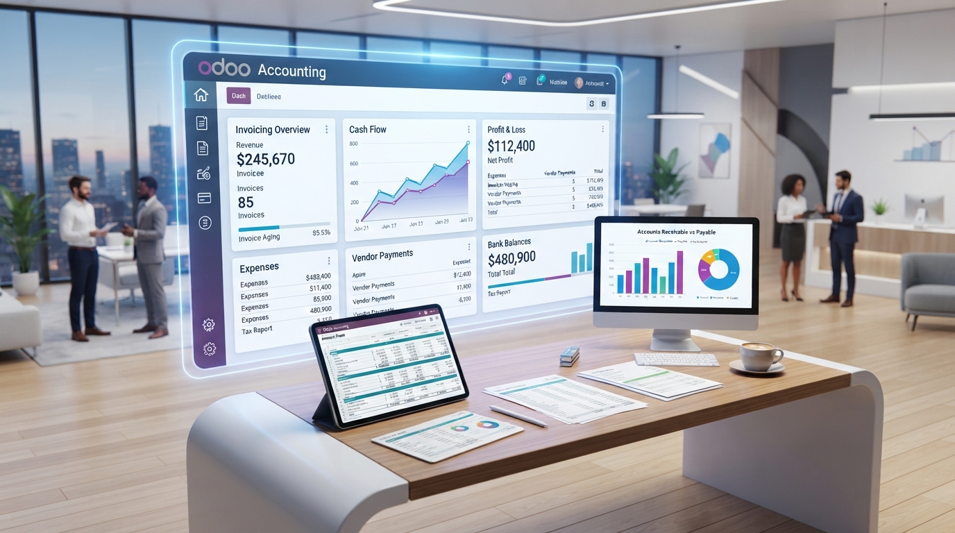 تعرف على كيفية إدارة المحاسبة والضريبة من نظام واحد في السعودية عبر Odoo Accounting: المزايا، الاستخدامات، وأفضل ممارسات التطبيق للشركات.