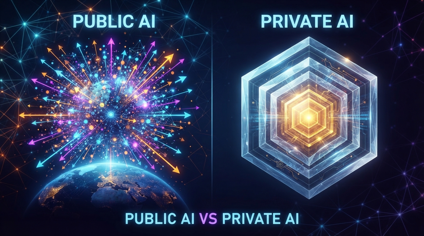 تعرف على الفرق بين Public LLM و Private LLM وكيف تساعدك خدمات الربط بين الأنظمة على اختيار النموذج المناسب لأعمالك بأمان وكفاءة.