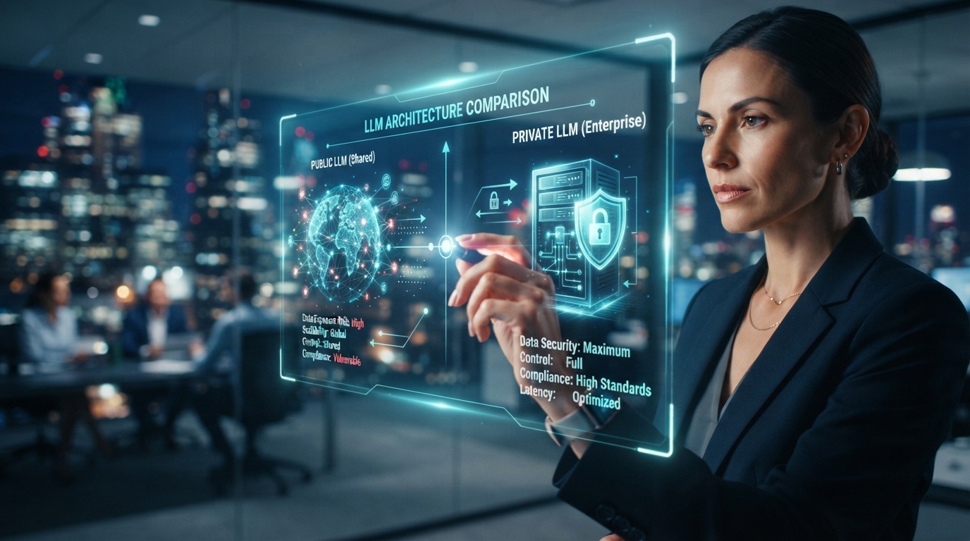 Compare public and private LLMs for enterprise use. Learn the security, cost, and compliance factors CIOs and CEOs in Saudi Arabia should weigh before choosing.