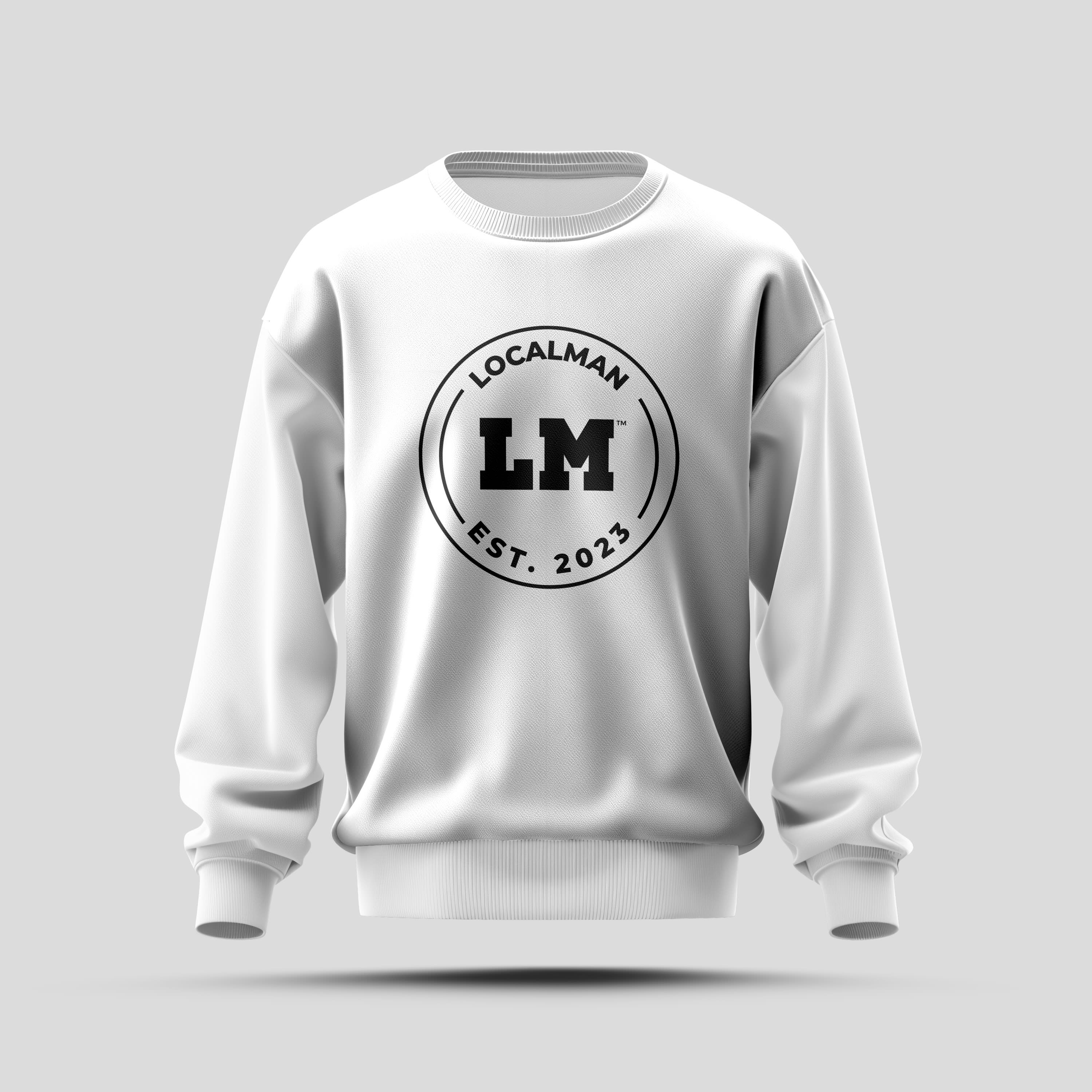 Localman white sweatshirt merchandise design