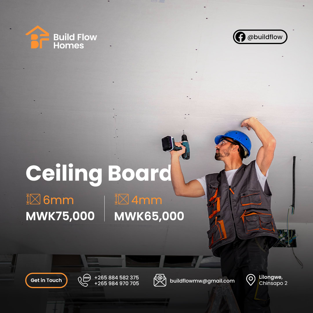 Build Flow Homes ceiling boards product promotional graphic