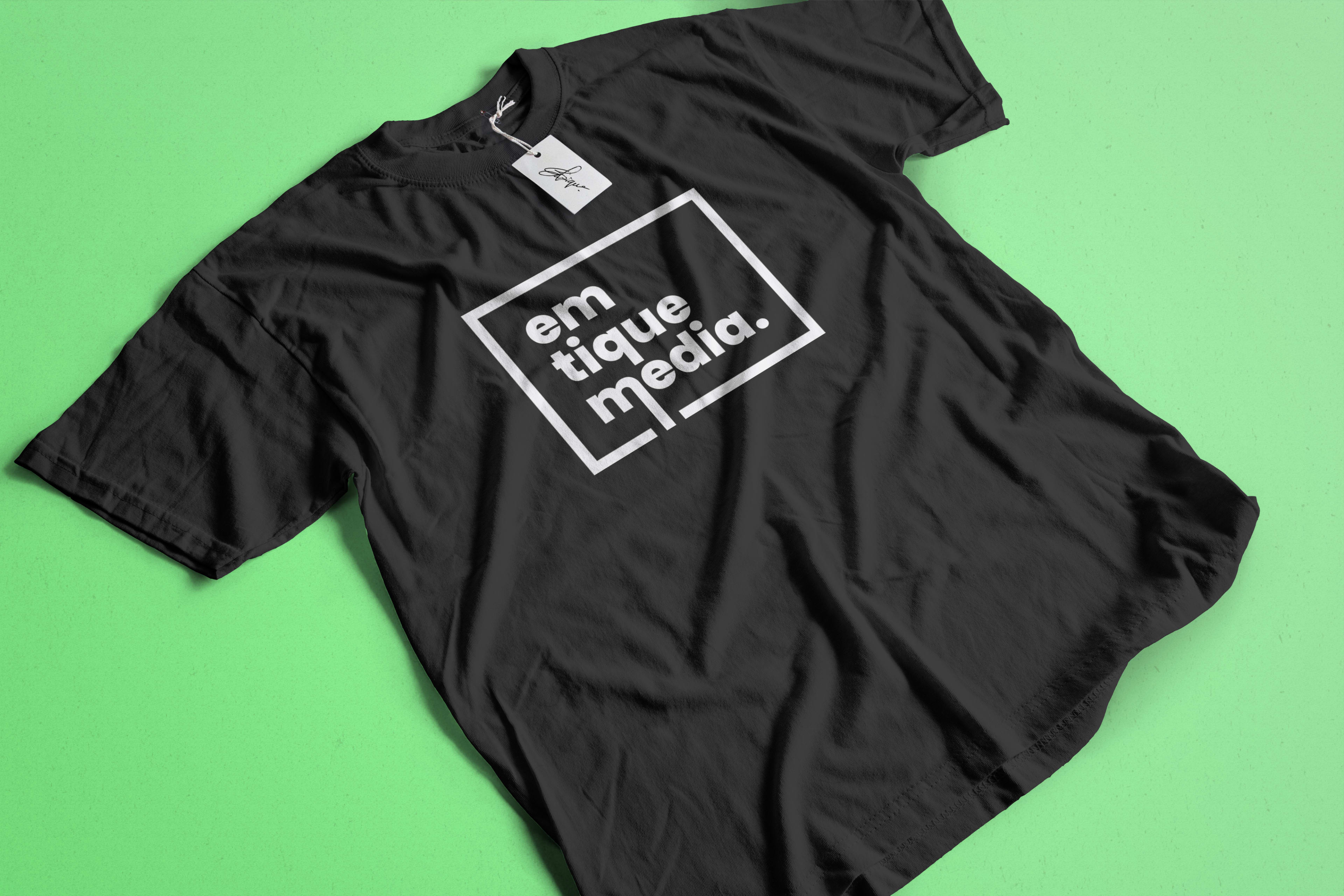 Emtique Media black t-shirt merchandise design