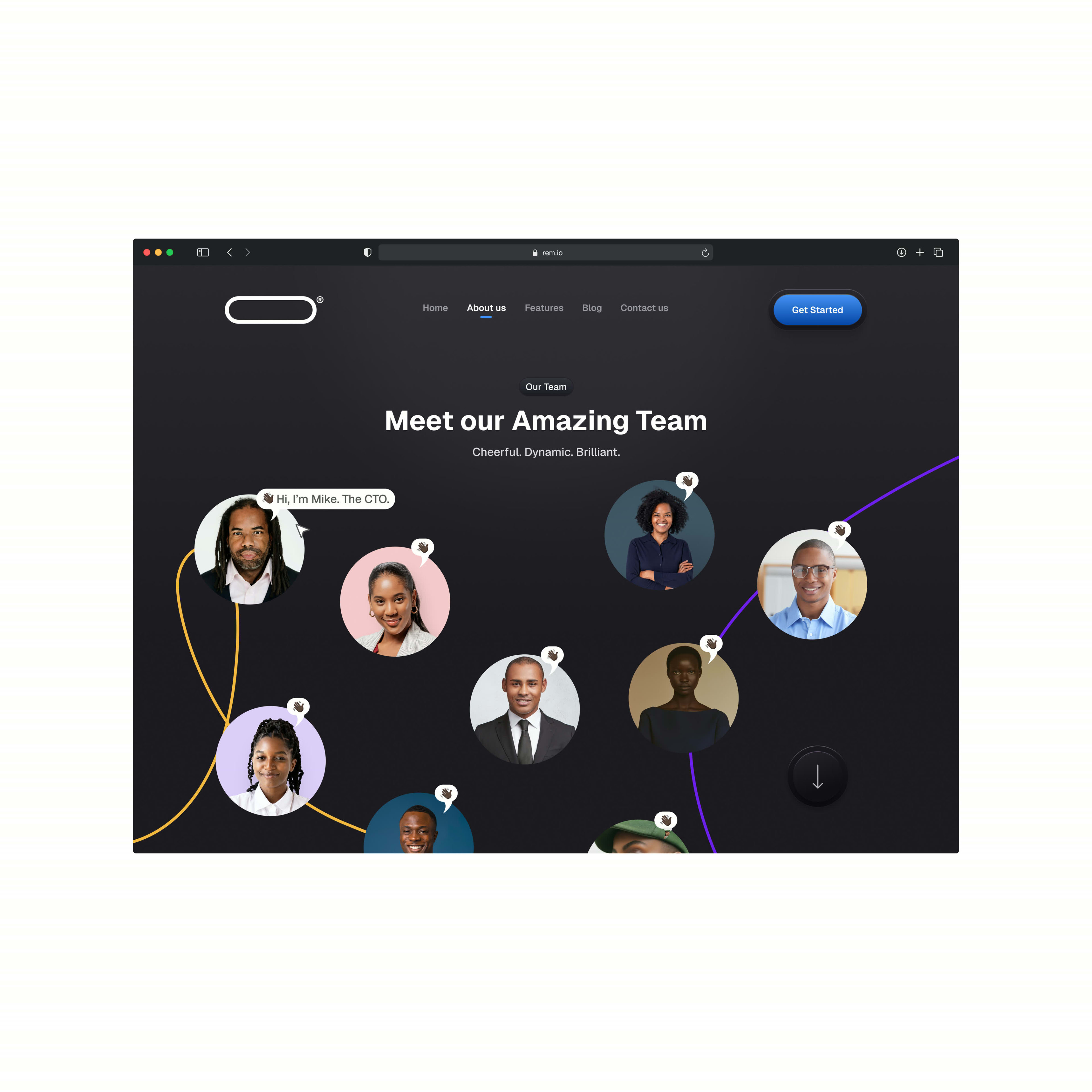 Our Team section UI component design layout