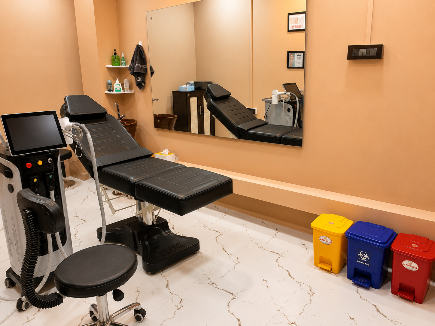 Laser hair removal treatment room — Olivia Skin Clinic Kangra