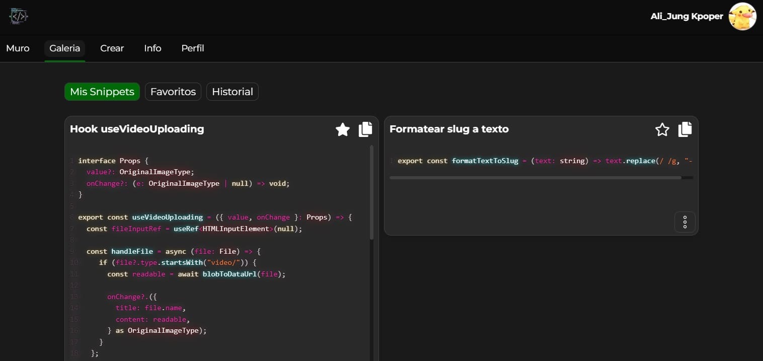 Desktop view of Easy Snippets