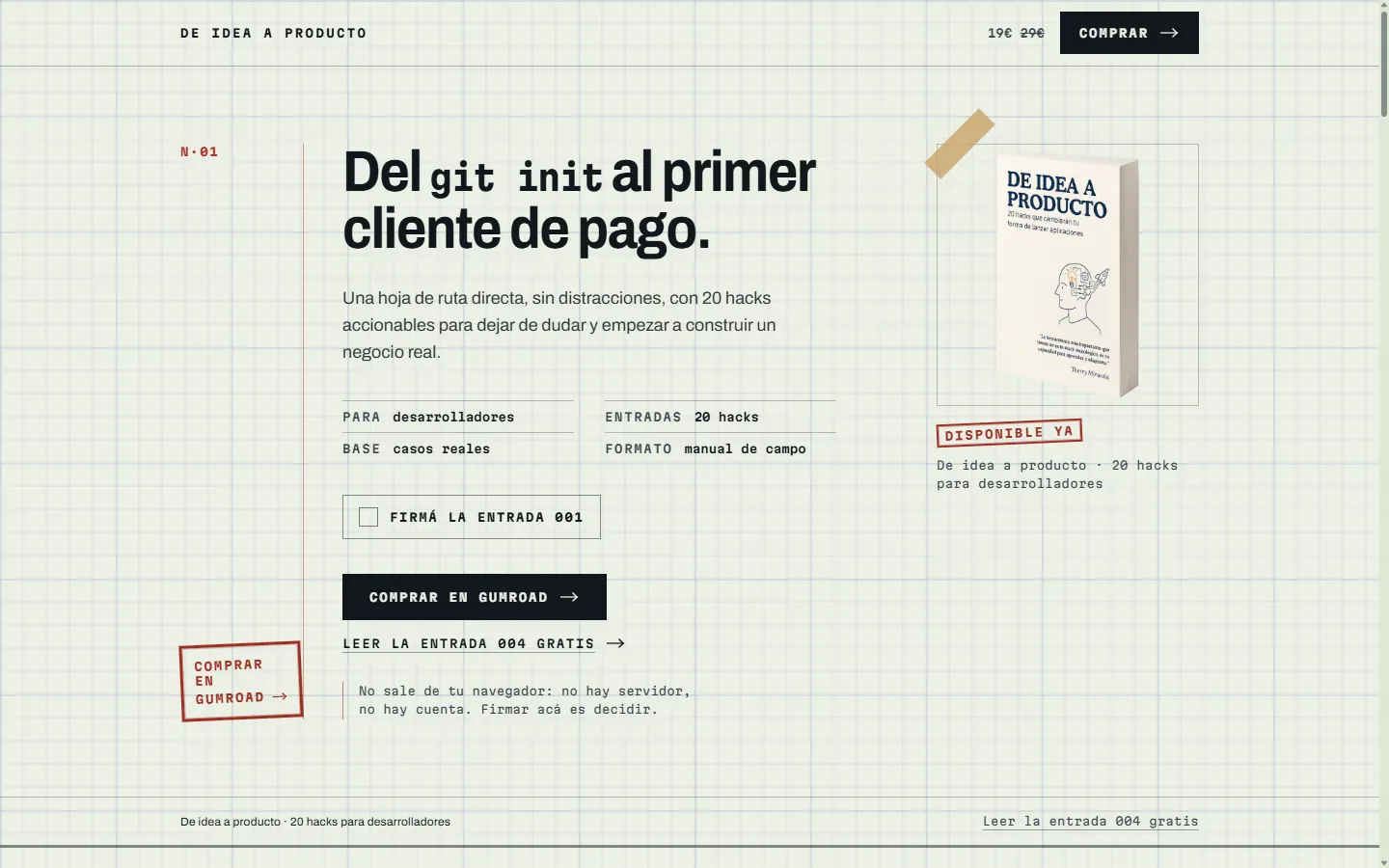 De idea a producto — Hero
