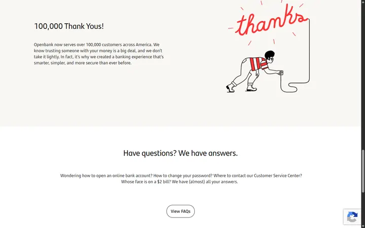 Openbank US — 100K Thank Yous