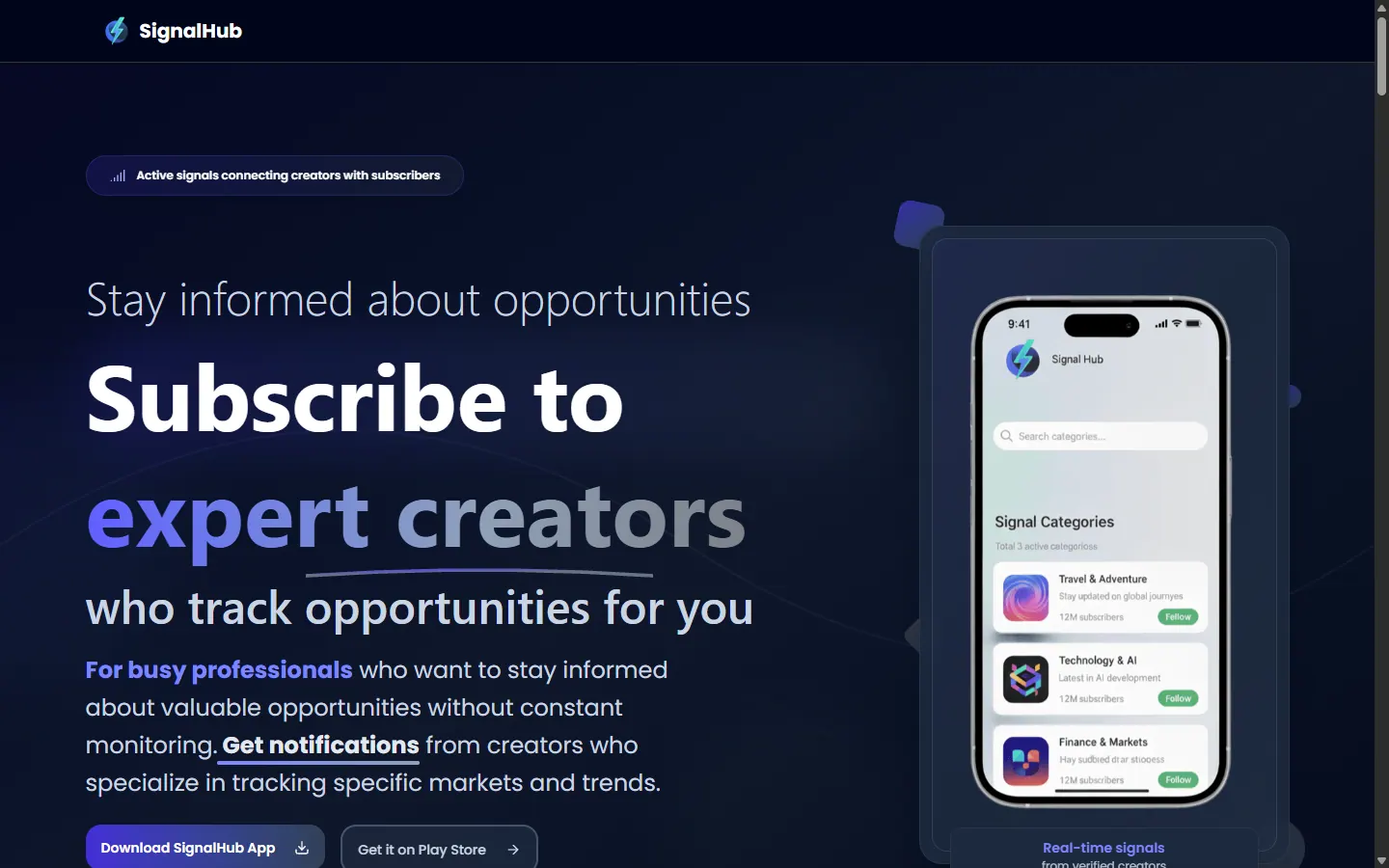 SignalHub — Hero