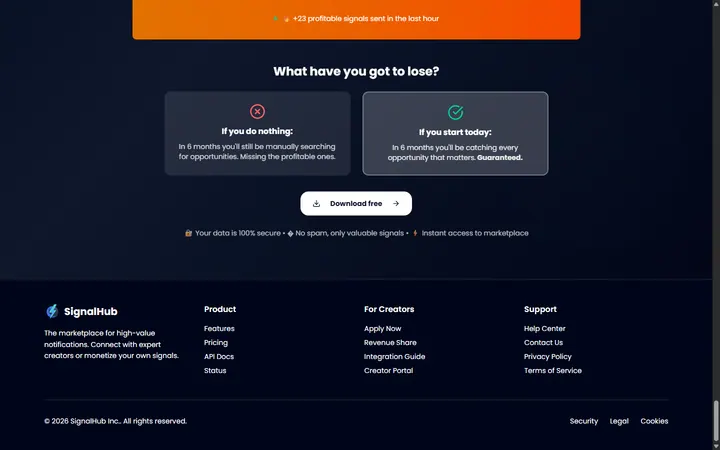 SignalHub — Footer