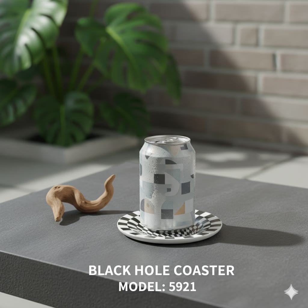 3D Illusion Checkered Resin Coaster – Handmade Optical Art Table Decor