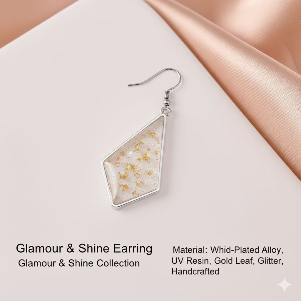 Custom Resin Drop Earrings | Personalized Geometric Dangle Earring Collection | Botanical, Glitter, or Cosmic Galaxy Designs