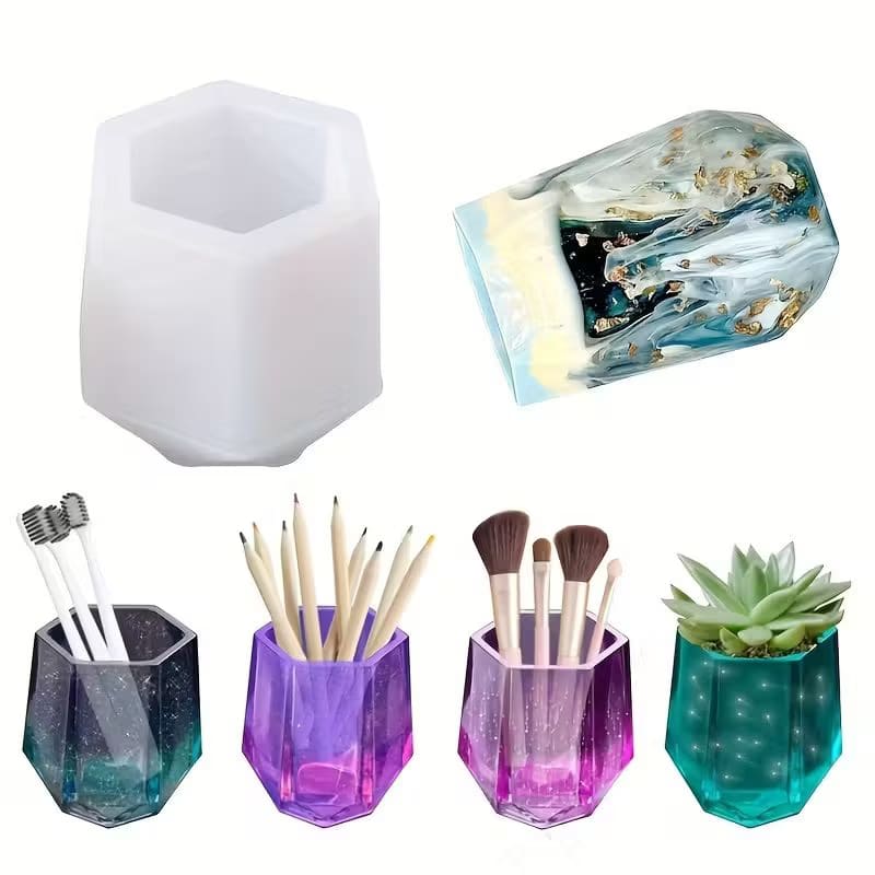 DIY Resin Pen Holder | Hexagon Faceted Craft for Jewelry, Candles, Succulents