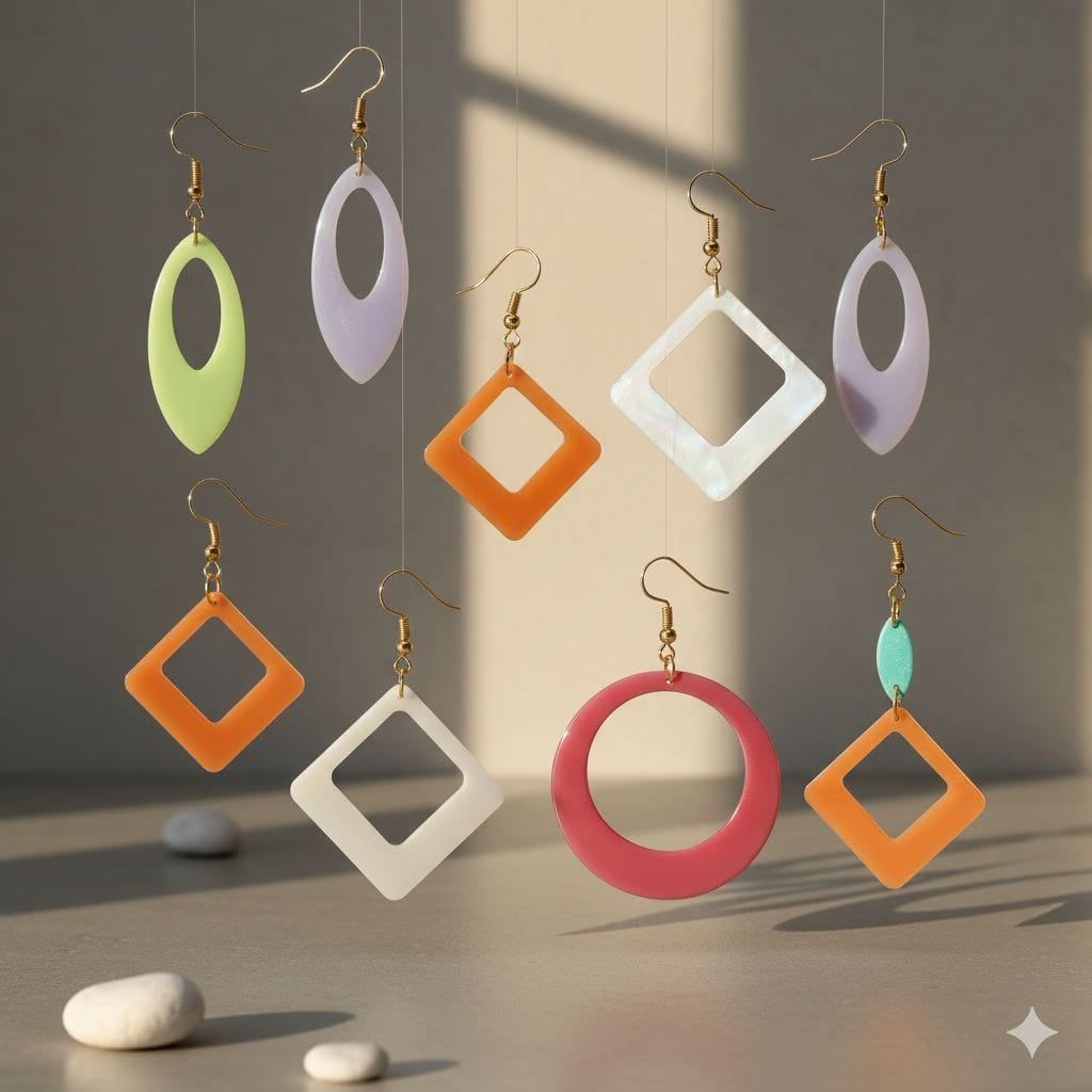 Modern Geometric Resin Drop Earrings | Lightweight resin Hoop & Dangle Jewelry | Colorful Statement Fashion Accessories