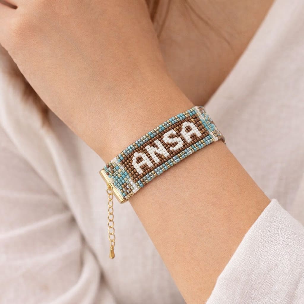 Personalized Bead Bracelet – Handmade Beaded Bracelet (Custom Name)
