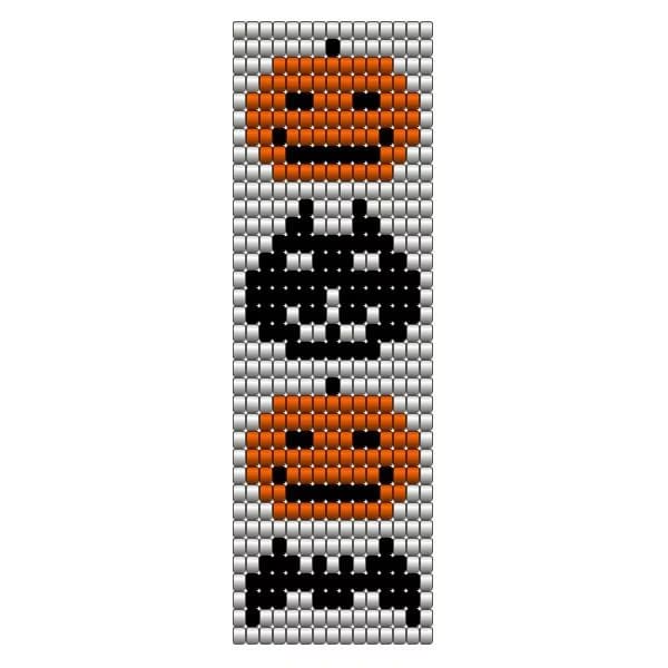 Handmade Halloween Pumpkin & Skull Beaded Bracelet