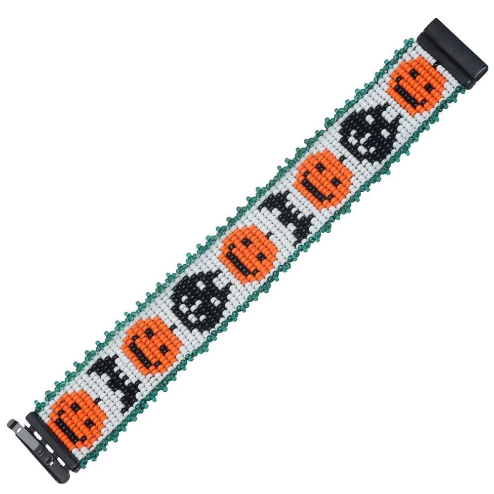 Handmade Halloween Pumpkin & Skull Beaded Bracelet