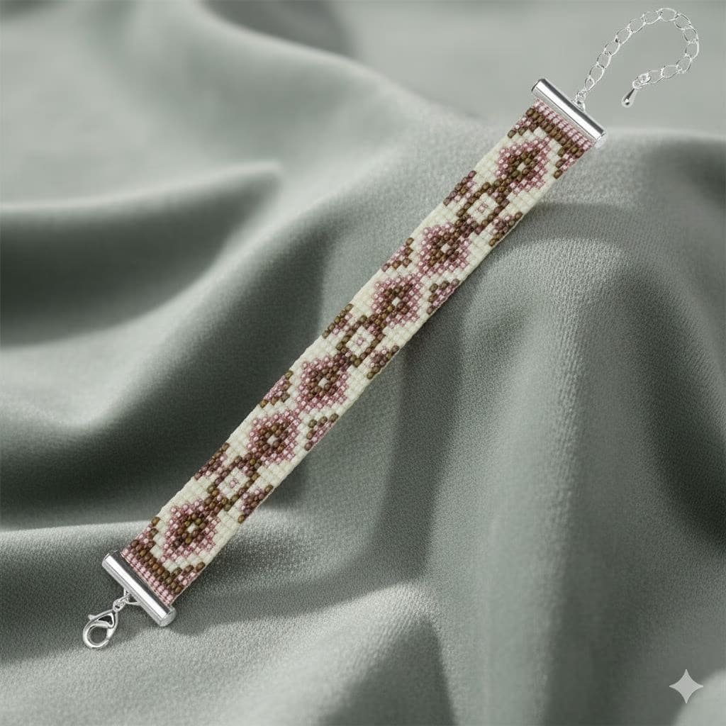 Loom-Woven Bracelet – Beadwork in Halloween Palette