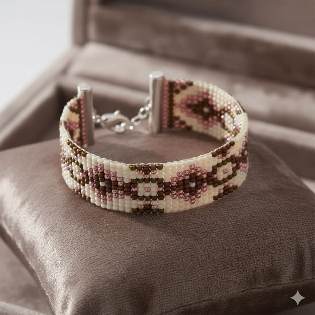 Loom-Woven Bracelet – Beadwork in Halloween Palette