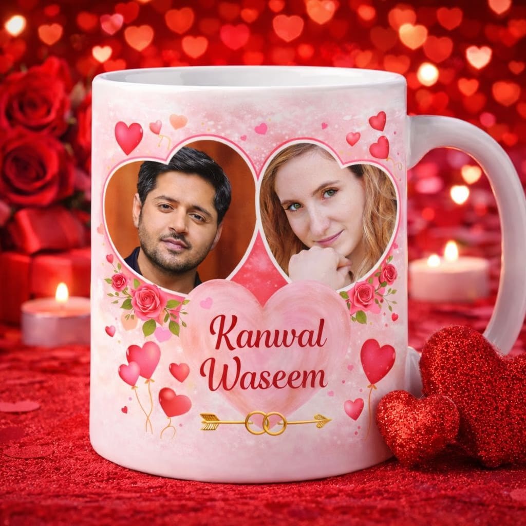 Customized Valentine’s Couple Photo Mug – Printed in Pakistan