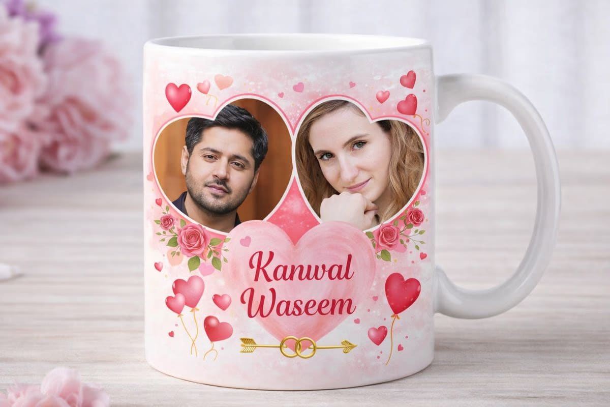 Customized Valentine’s Couple Photo Mug – Printed in Pakistan