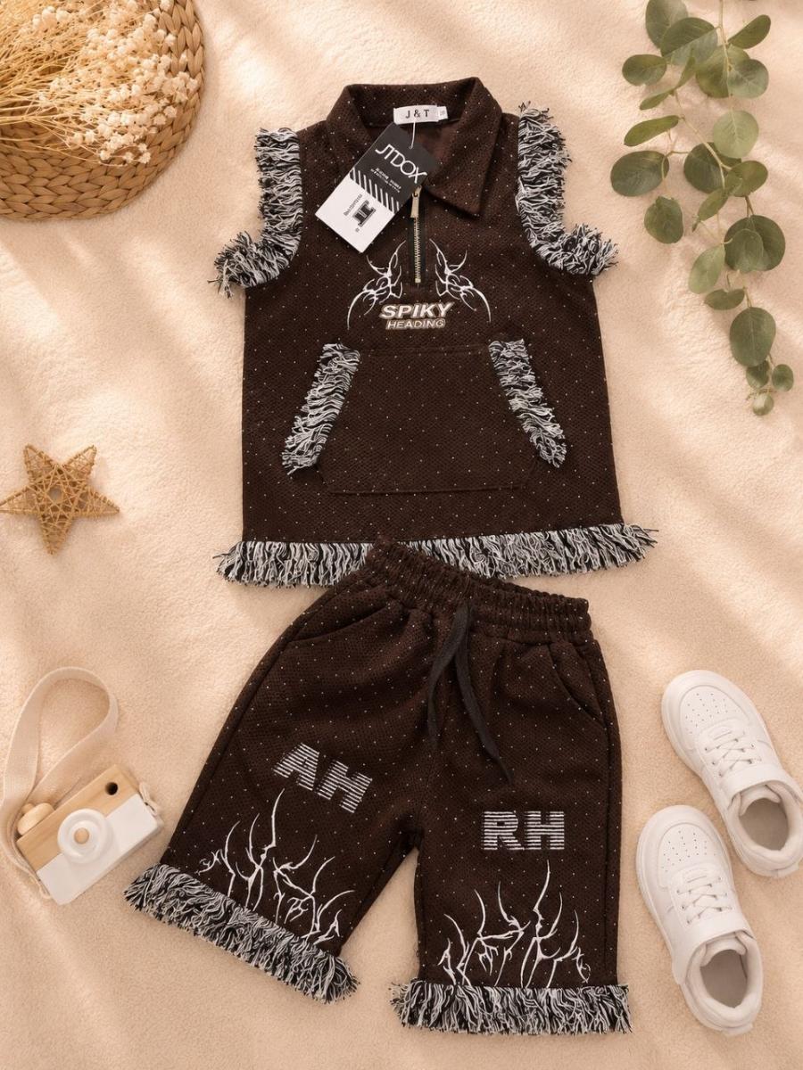 2-Piece Sleeveless Fringed Zip Vest  thumbnail 5