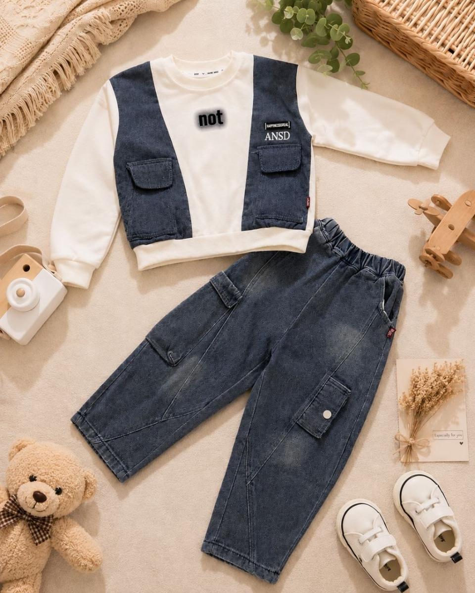 2-Piece Patchwork & Cargo Jeans