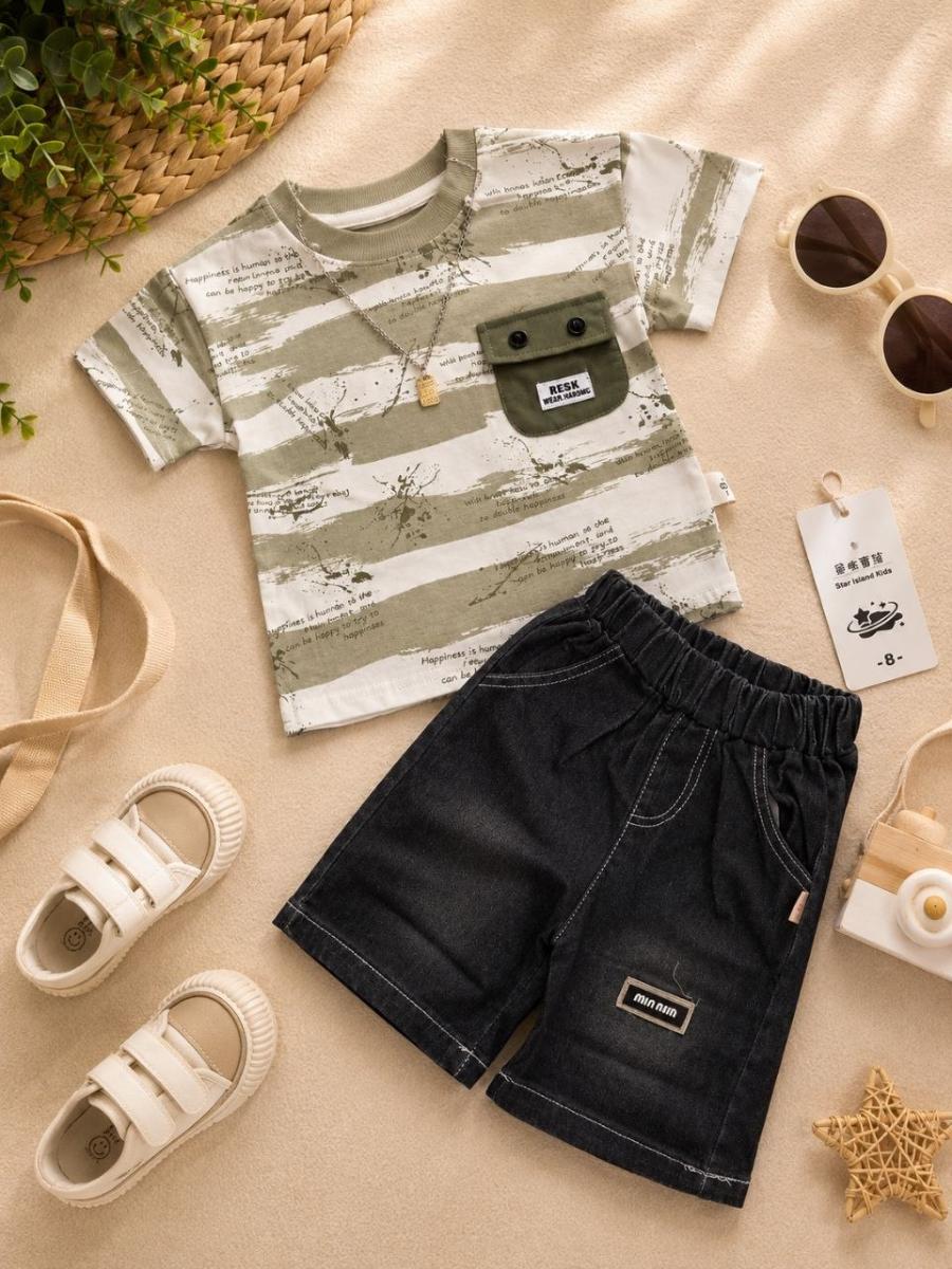 2-Piece Graphic Tee & Faded Denim Short thumbnail 2