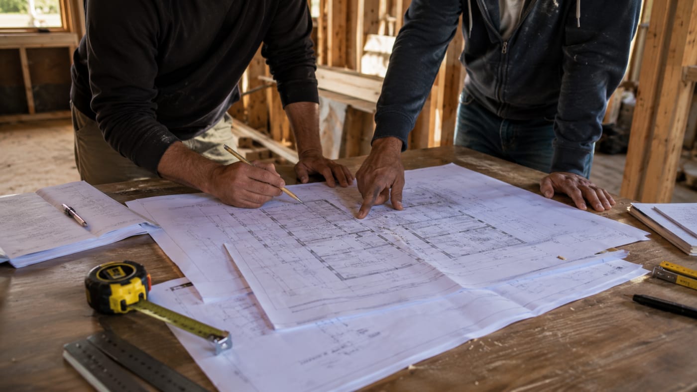 Planos utilizados para planificar la construcción de una vivienda