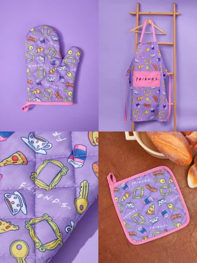 Set de Friends de delantal, guante térmico y pad para cocina