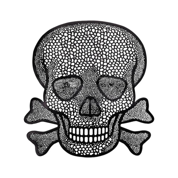 Individual de mesa con diseño de calavera negra brillante