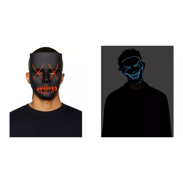 Máscara de Halloween con luz LED en colores rojo o azul