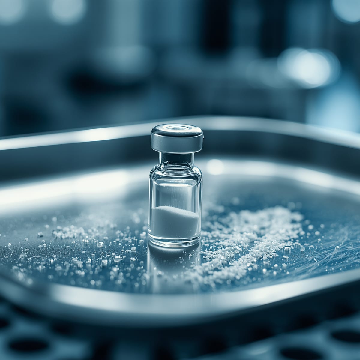 Flacon de lyophilisat pour perfusion en milieu hospitalier sur fond neutre