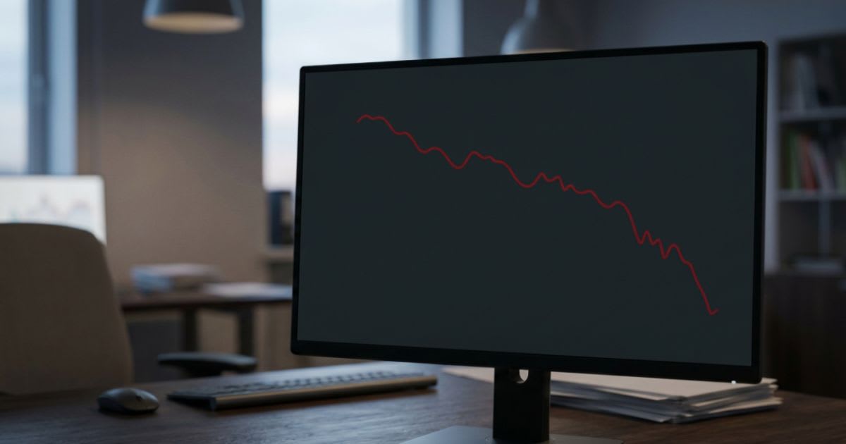 Graphique de tendance baissière sur fond sobre, ambiance données économiques