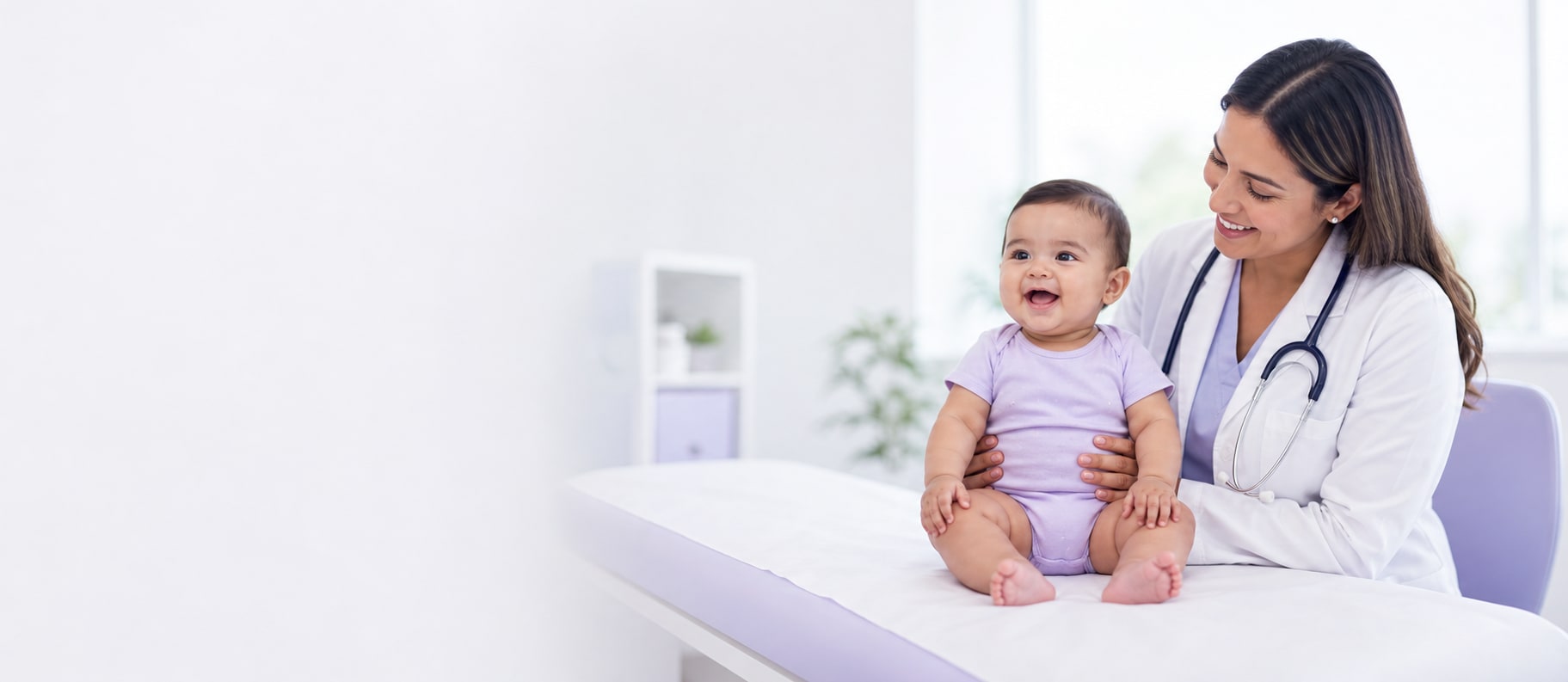 Pediatra acompañando a un bebé