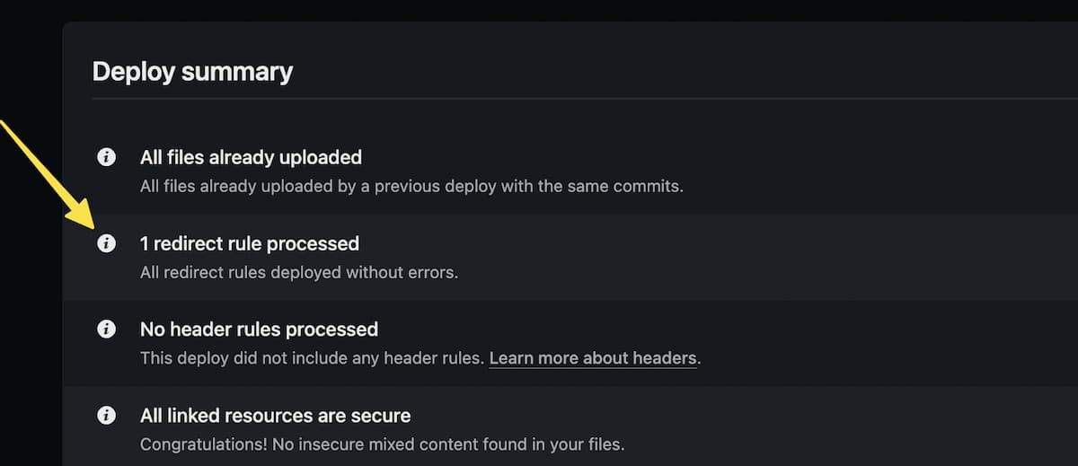 screenshot of deploy dashboard