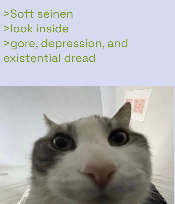 Output for the Glif ""Cat Looks Inside" greentext"