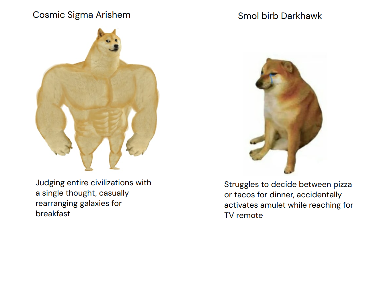 Output for the Glif "Doge vs Cheems Meme Generator"