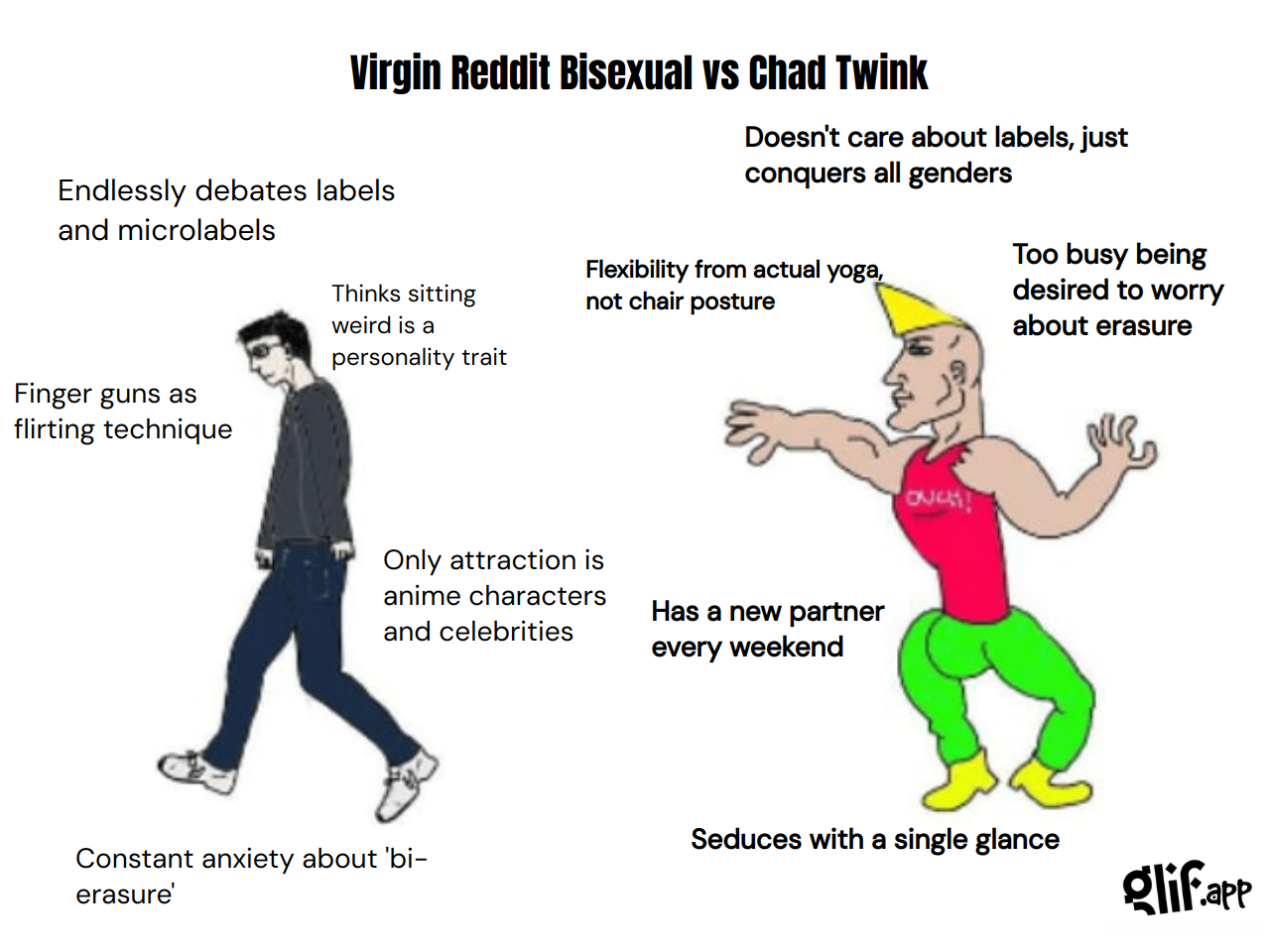 Output for the Glif "Virgin vs Chad Meme Generator"