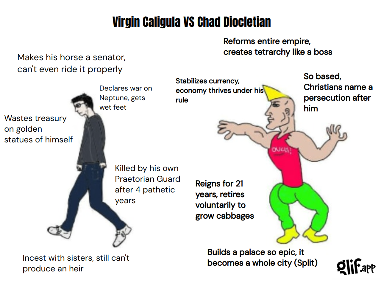 Output for the Glif "Virgin vs Chad Meme Generator"