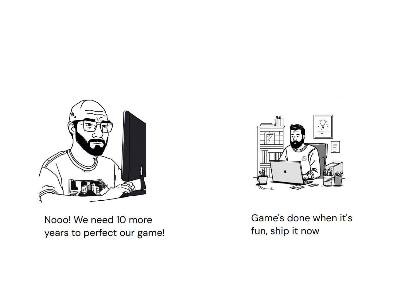 Output for the Glif "Soyjack vs Chad meme generator"