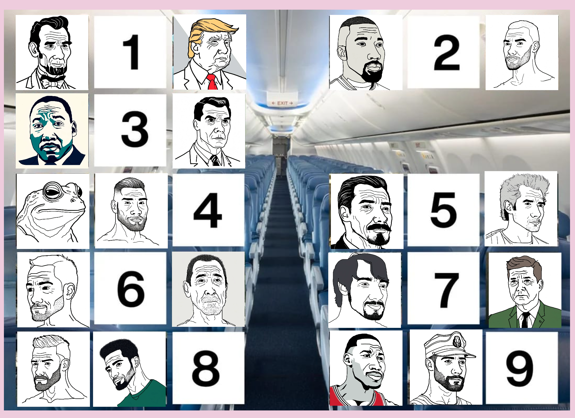 Output for the Glif "Wojak stuck on a plane"