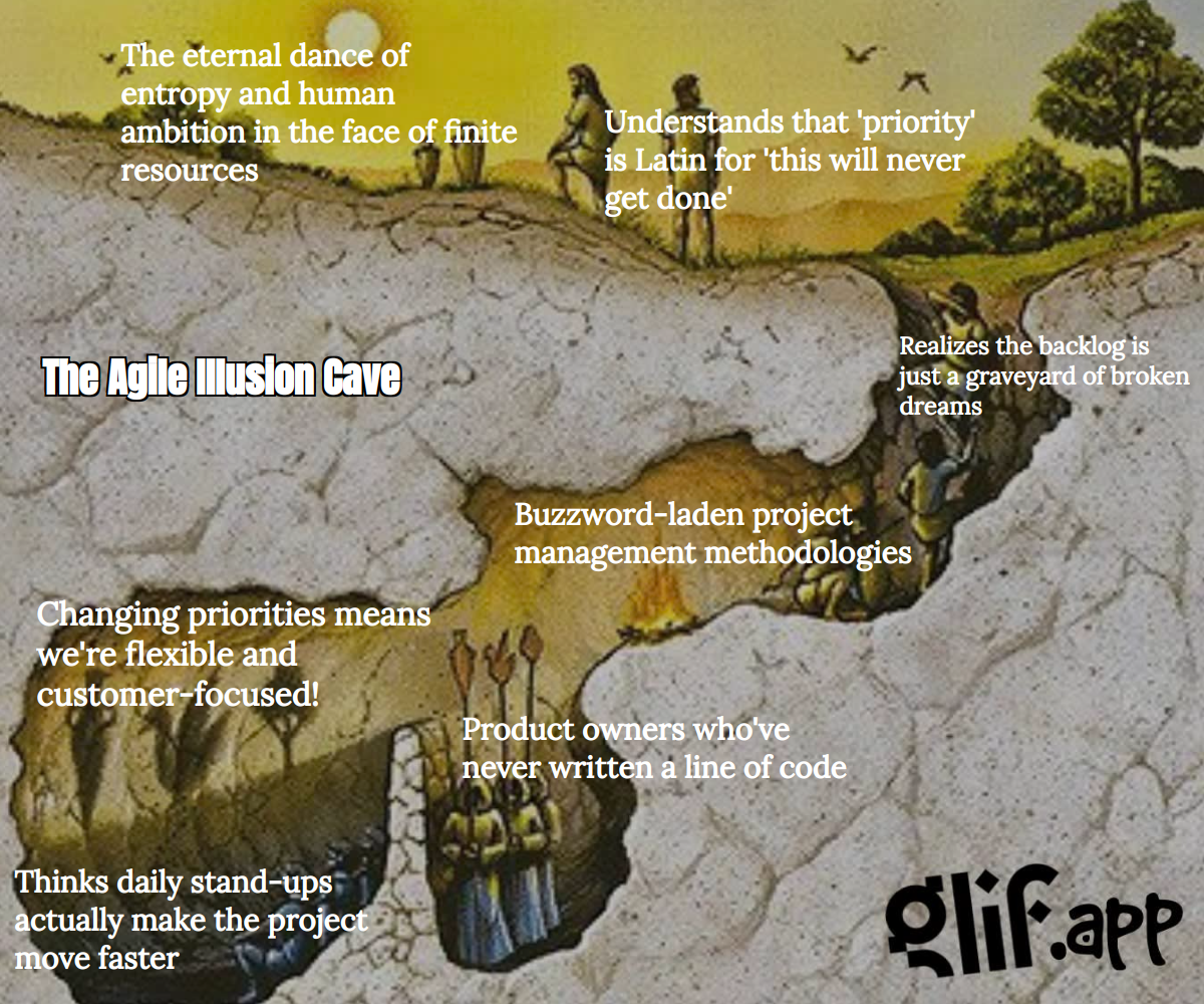 Output for the Glif "Plato's Cave Meme"